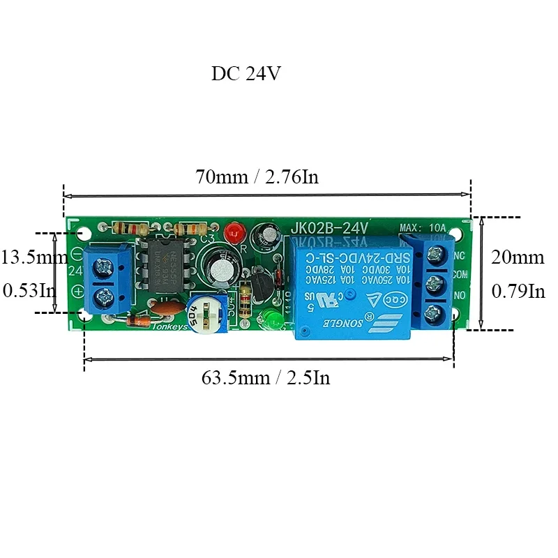 Time Delay Relay Module 5V 12V 24V Triggle Delay Monostable Relay Module Adjustatle 5s 60s 240S Turn On OFF Relay Switch Module