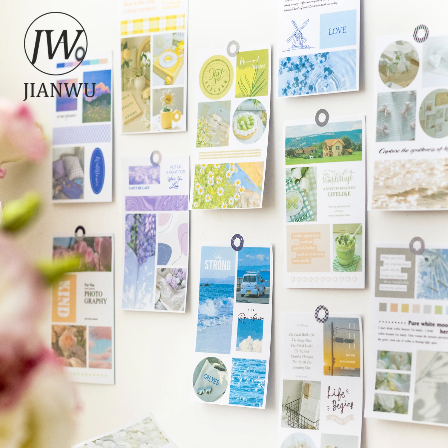 JIANWU To The Next Mountain Sea Series Literary Flower Landscaping Material Collage Sticker Book Creative DIY Journal Stationery