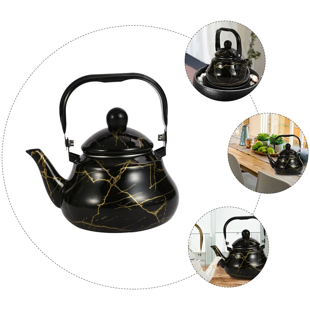 

Marble Pattern Water Kettle Stovetop Tea Kettles Stainless Steel Daily Use Hot Water Pot Enamel Green Tea Container Kitchen