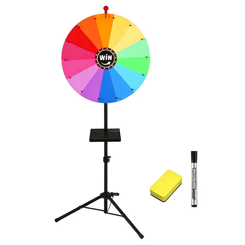 A07T-24-Inch Spinning Prize Wheel Spin Doodle Game Spinner,Storable Prize Wheel Spinner With Stand