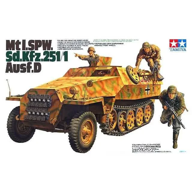 Tamiya 35195 1/35 Scale Model Kit WWII German Half-Track SPW Sd.Kfz.251/1 Ausf.D