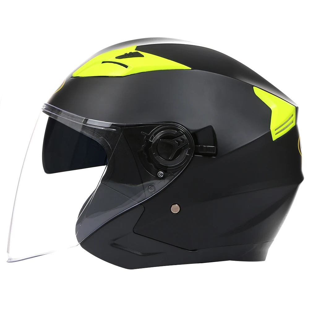 

latest Double Lens Flip Up Motorcycle Safety Helmet Open Face Electric Scooter Jet Motocross Cascos Para Moto ECE DOT Approved