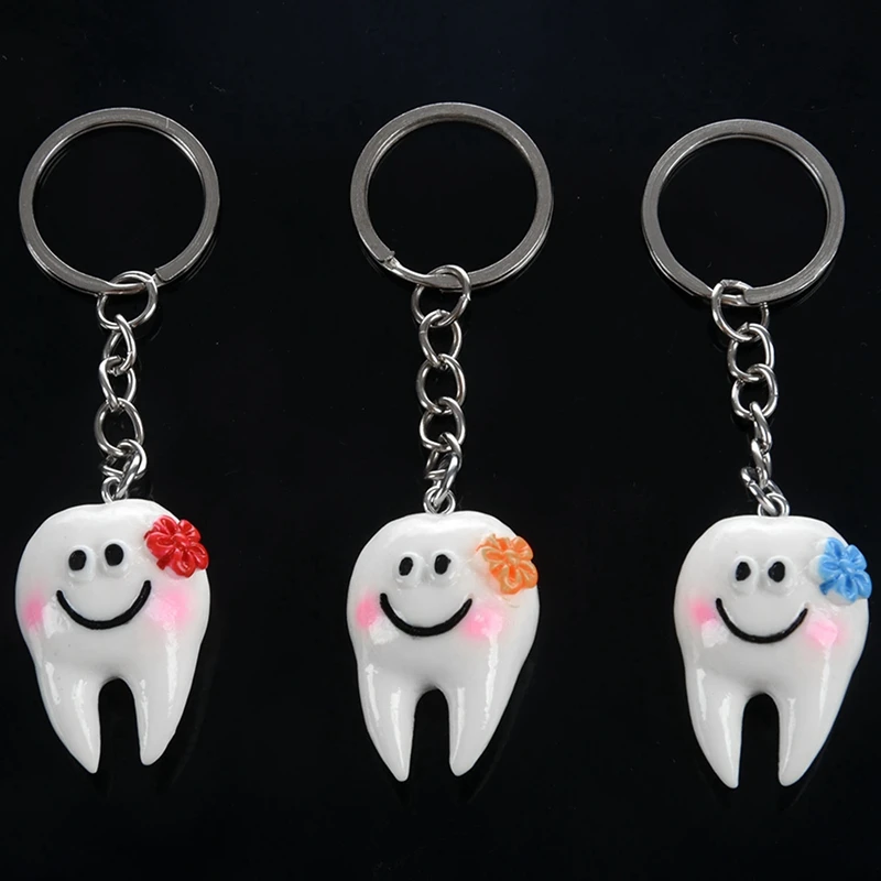 60 Pcs Keychain Key Ring Hang Tooth Shape Cute  Gift