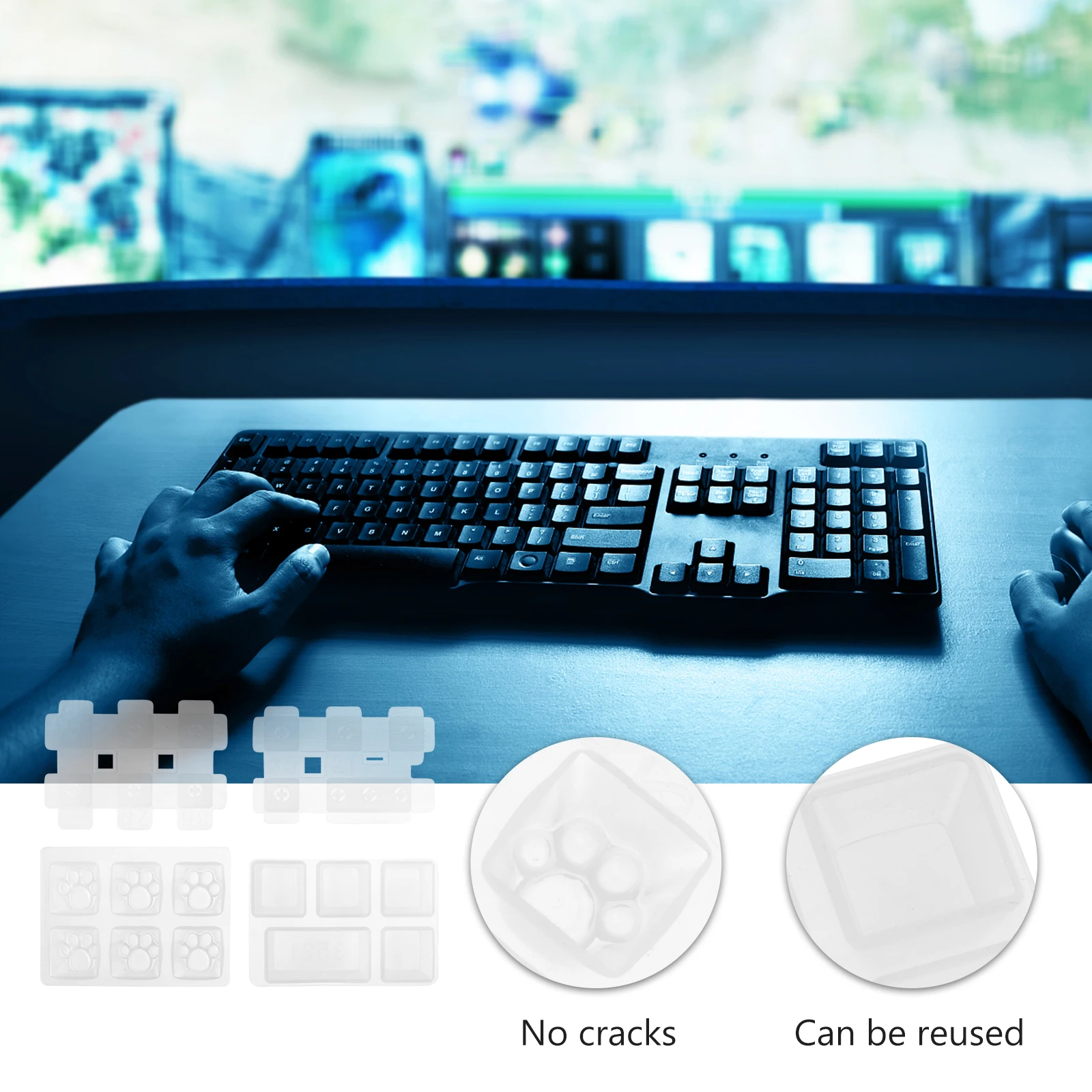 

4 Pcs Keycap Mold Keyboard Silicone Crystal Epoxy Crafts Making Tool Silica Gel