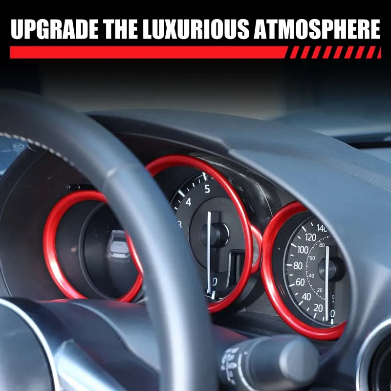 Für Mazda MX-5/Fiat 124/Abarth 124 ab Baujahr 2016, Armaturenbrett-Displayrahmen, Dekorativer Ring, Auto-Innenausstattung, Aluminiumlegierung – Detail 13