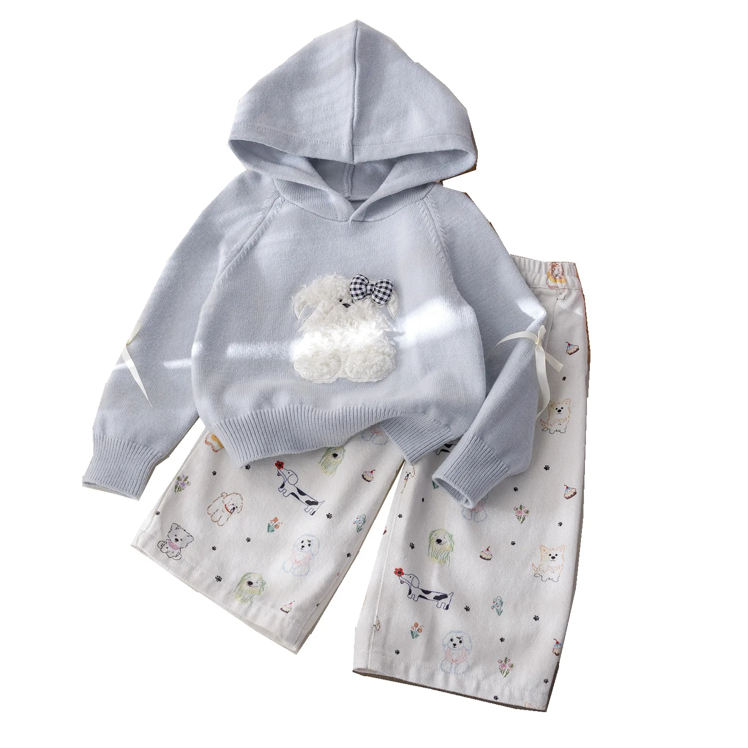 سترة محبوكة للفتيات لخريف وشتاء 2025 مع قلنسوة مريحة وأكمام طويلة بلوفر كارتوني ملابس أطفال من 7 إلى 12 سنة #6