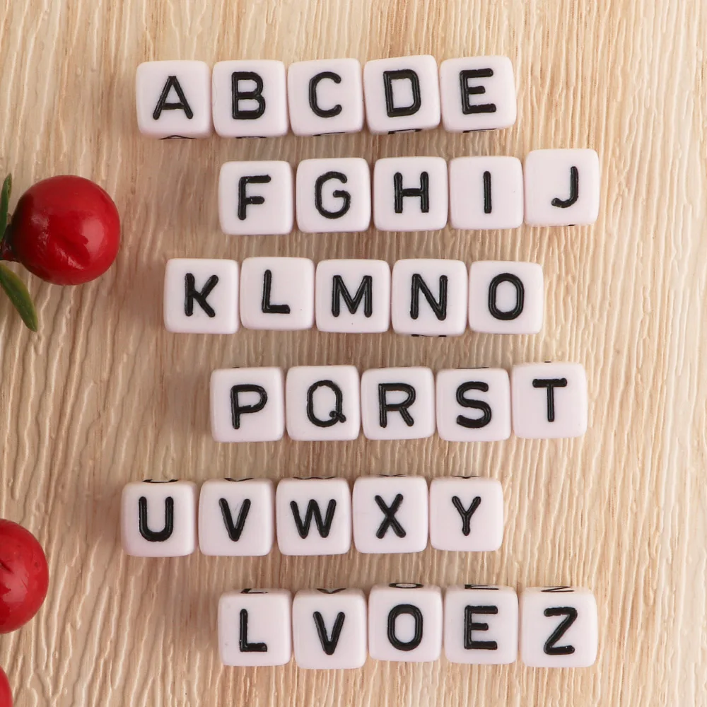 1000Pcs Acryl Buchstaben Perlen 10*10MM Platz Alphabet Perlen Cube Lose Spacer Perlen Für Schmuck Machen diy Zubehör