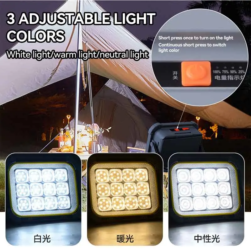 156 LED Outdoor Solar Floodlight Portable Folding Solar Light Night Market Stall Camping Emergency Work Light