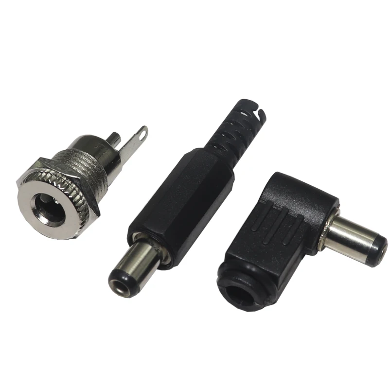 【10PCS】DC12V 5.5 x 2.1mm Plastic Male Plugs 5.5*2.5mm DC Power Socket Female Jack Screw Nut Panel Mount Connector