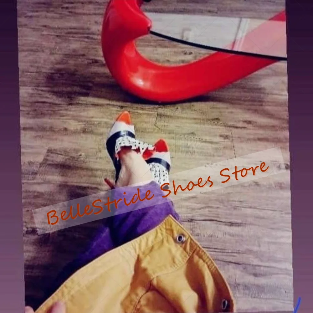 Mixed Color Pointed Toe Slippers Irregular for Women Stilettos High Heels Fashionable Dinner Party 2026 Zapatos Para Mujeres
