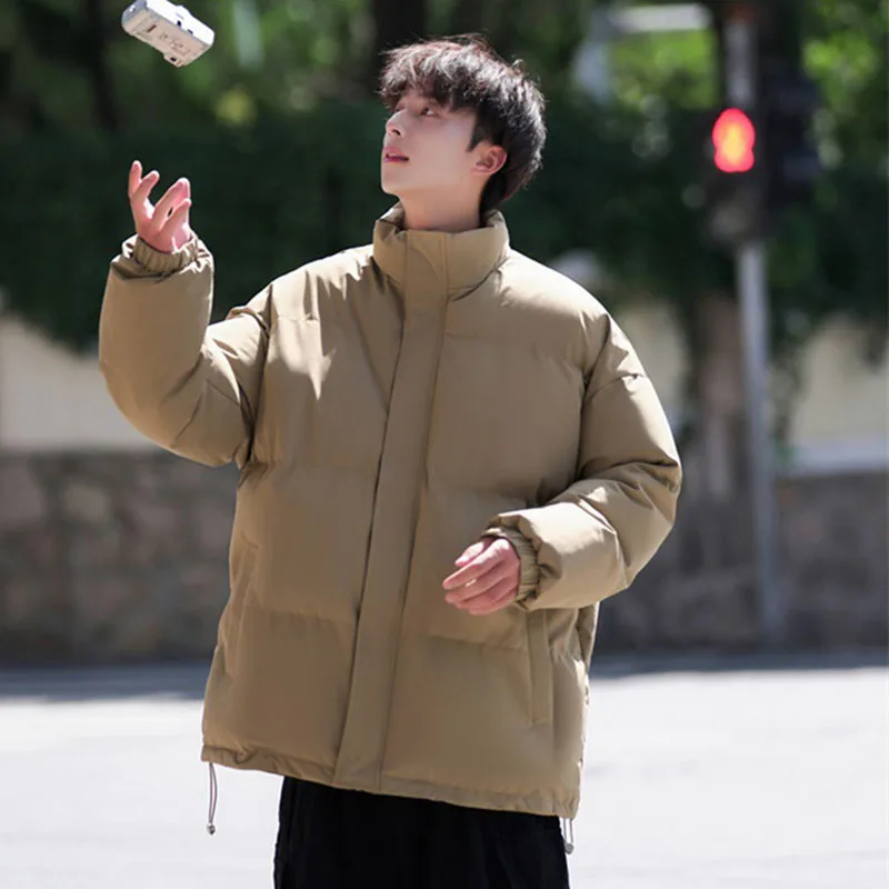 Men's Thicken Winter Jacket Outdoor Cold Protection Warm Zipper Stand Collar Parkas Harajuku Casual Loose Cotton Padded Coat