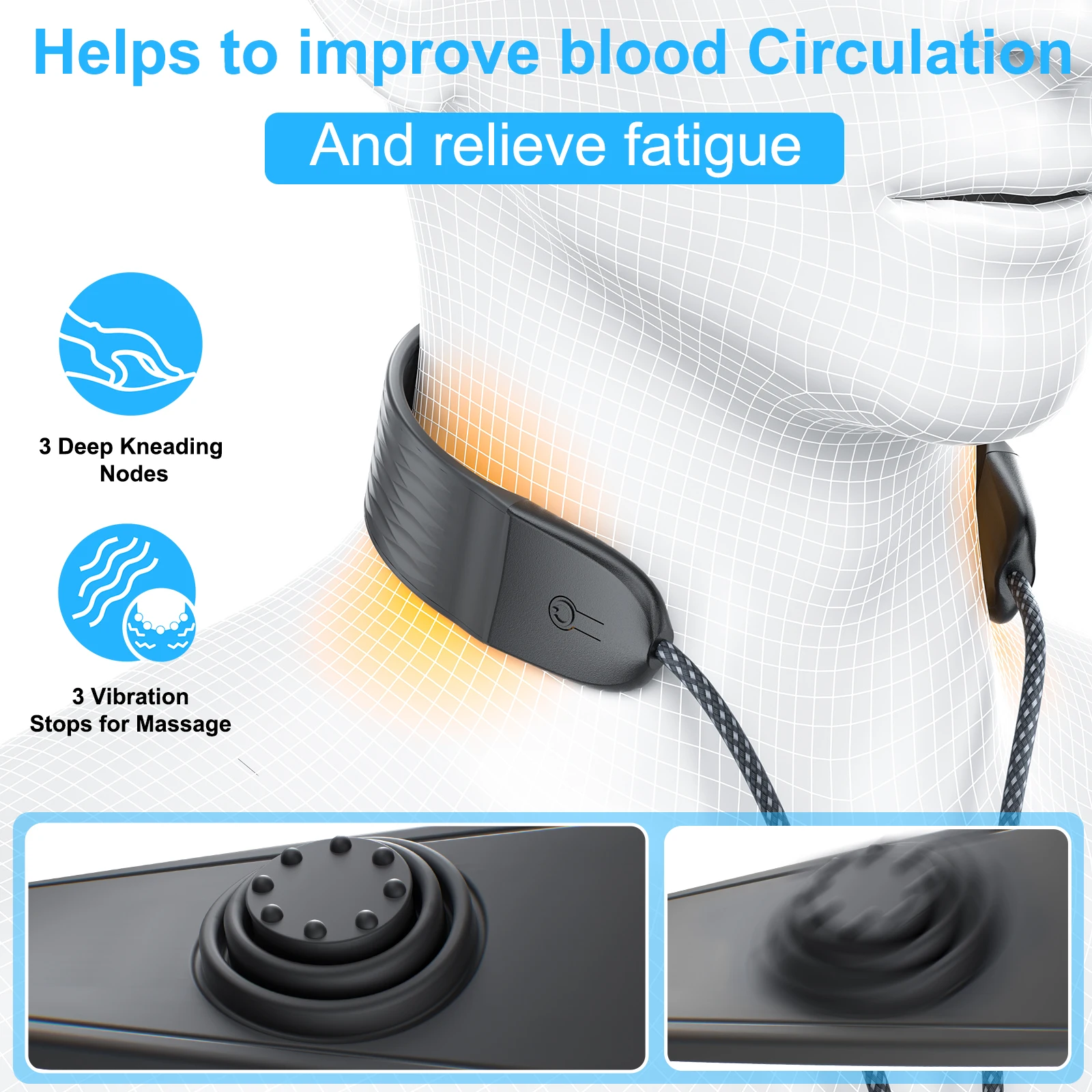 Nackenmassagegerät, 3 Modi, Silikon-Vibration mit 100 W Schnellladung, USB C auf USB C, geflochtenes Nylonkabel für iPhone 15/16 Android/iPad