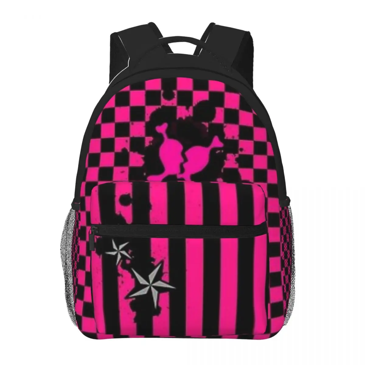 Punky Pink Emo Cartoon Anime Cute Light Waterproof Backpacks Stitch Students Bag 16inch