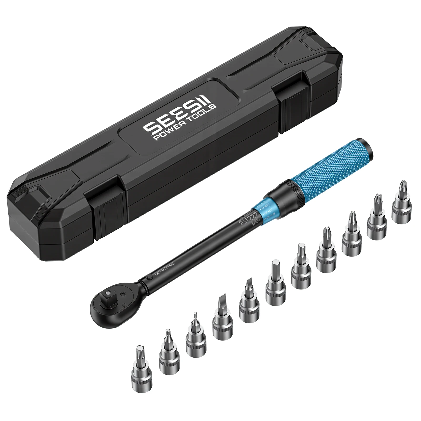 Seesii D2 Lite 38 3/8-Inch Drive Torque Wrench for Car Motorcycle Bike Repair ±3% High Precision Dual Scale 10-60 N·m (7.4-44.3 Ft-lb) 72-Tooth Click Feedback Adjustment Lock Ring Easy To Read