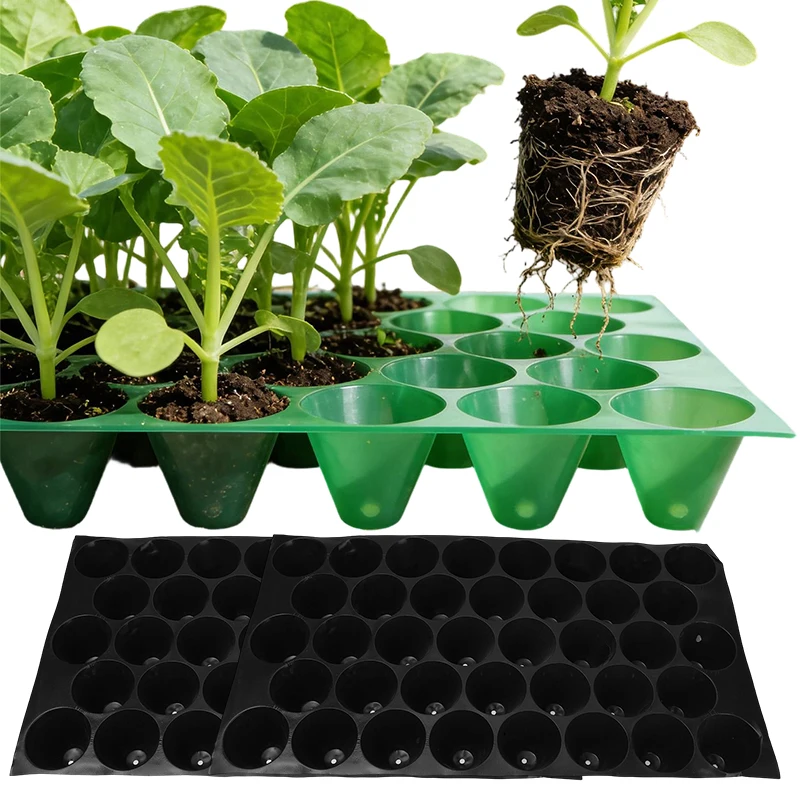 Seedling Tray 38 Cells Plant Nursery Tray PVC Grow Starter Tray with Drainage Holes Root Control Propagation Tray for Vegetables