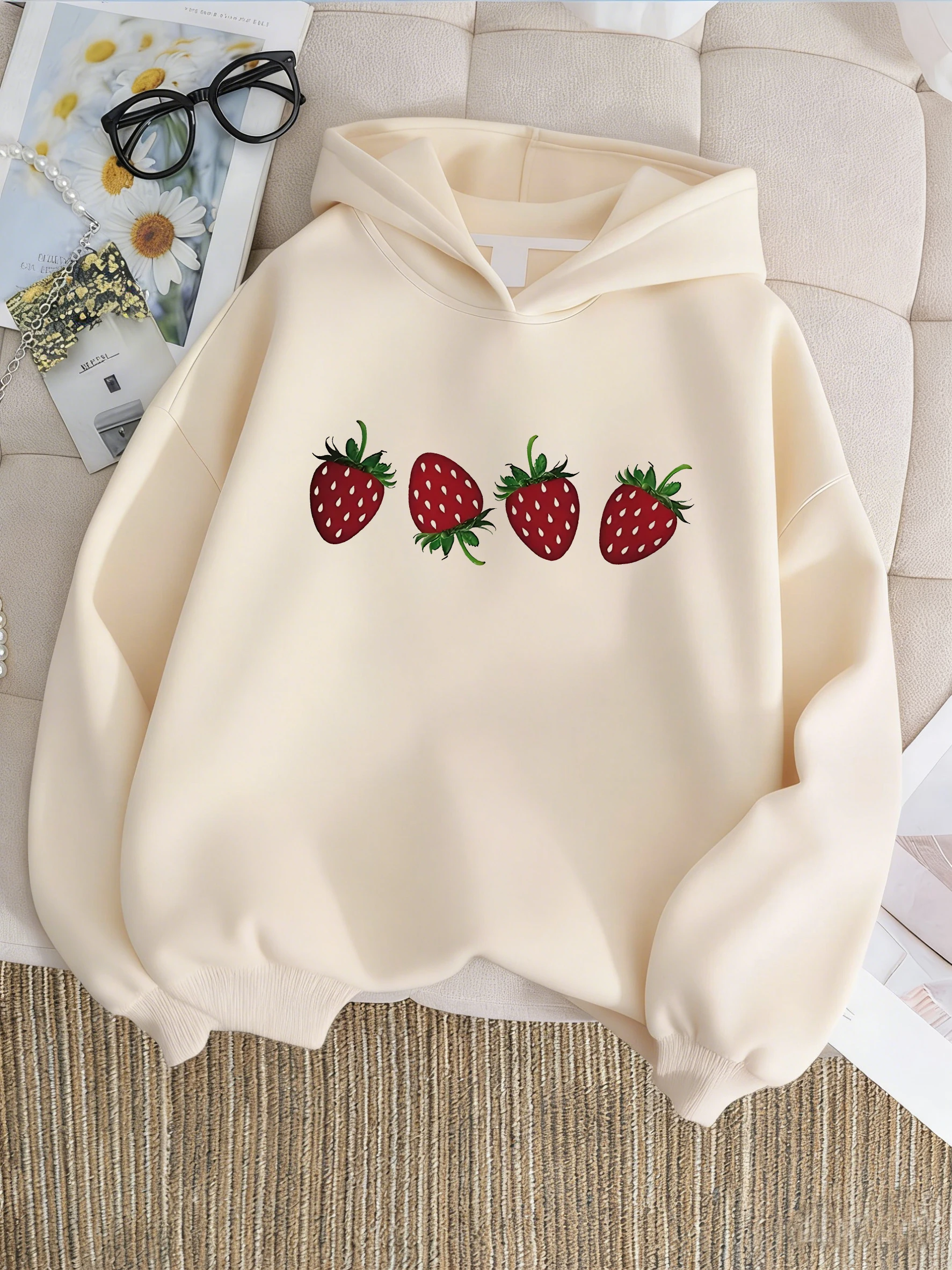 Fashion Sweet Strawberry Printed Hoodie Kids Children's Sweatshirt Hoody Casual Hoodies Y2k Boys Girls Clothes