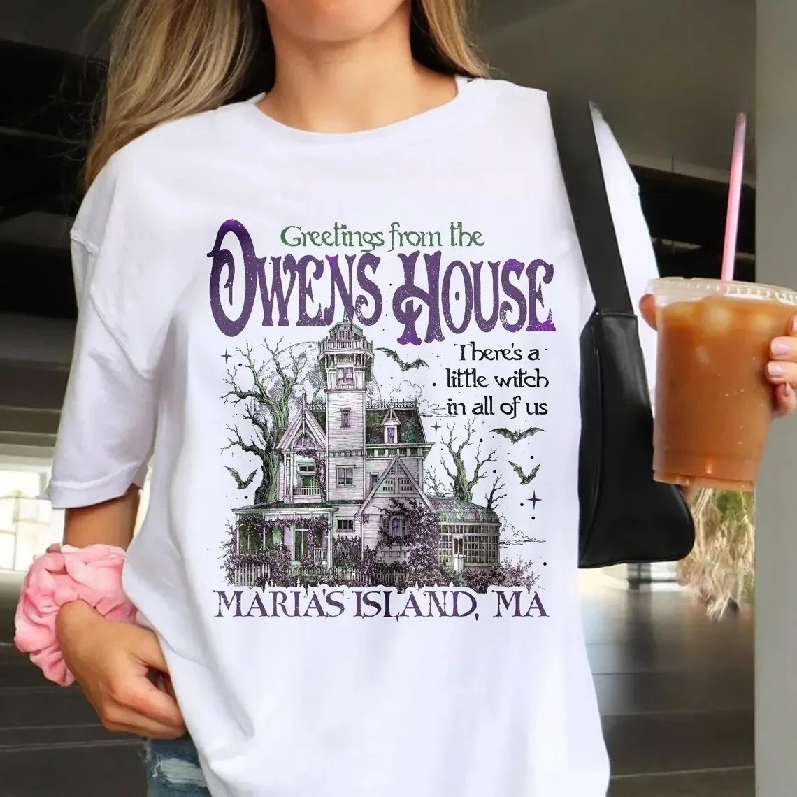 Greetings From The Owens House Vintage T-Shirt Practical Magic Maria's Island Witch Graphic Tees Retro Halloween Witch House