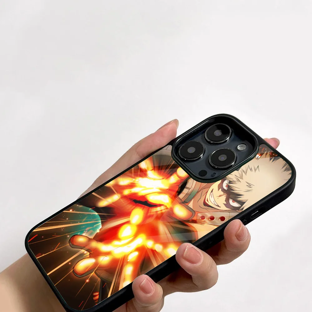 Katsuki Bakugo Boku My Hero Academia Phone Case For IPhone 11 12 13 14 15 16 Plus Pro Max Mirror Acrylic PC TPU Cover