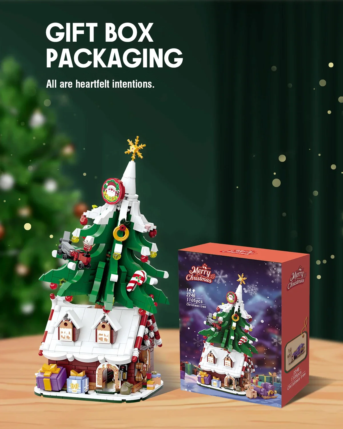 هدايا عيد الميلاد لعبة تجميع الطوب الصغير اللبنات سانتا كلوز شجرة عيد الميلاد منزل الأطفال التماثيل لعب لحفلة السنة الجديدة