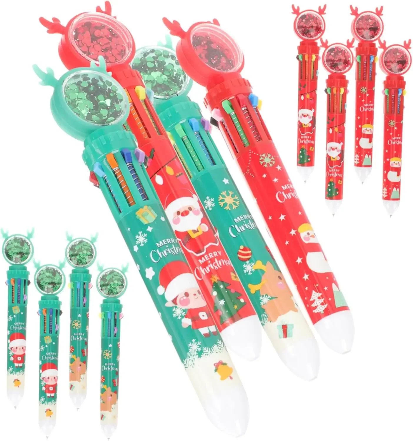 12 Pcs Christmas Tree 10 Colors Ballpoint Pens Writing Tools Cartoon Office Supplies