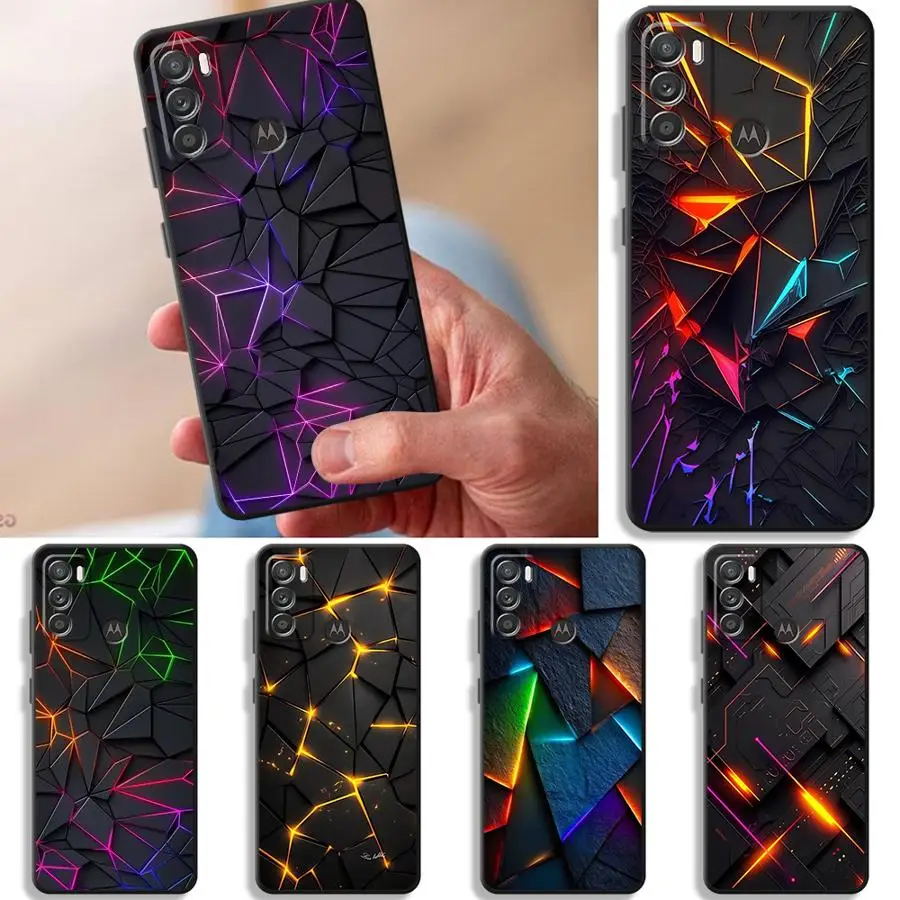 Geometric Carbon Fiber Case for Motorola Moto G53 G30 G32 G51 G73 G71 G22 Edge40 G60s G52 G50 Edge 20 Pro 30 Lite Phone Cover