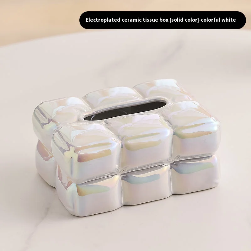 Luxury Chocolate Tissue Box Cover Ceramics Tissue Box High-grade Home Creative Napkins Tissue Holder Livingroom Table Decoration view 4