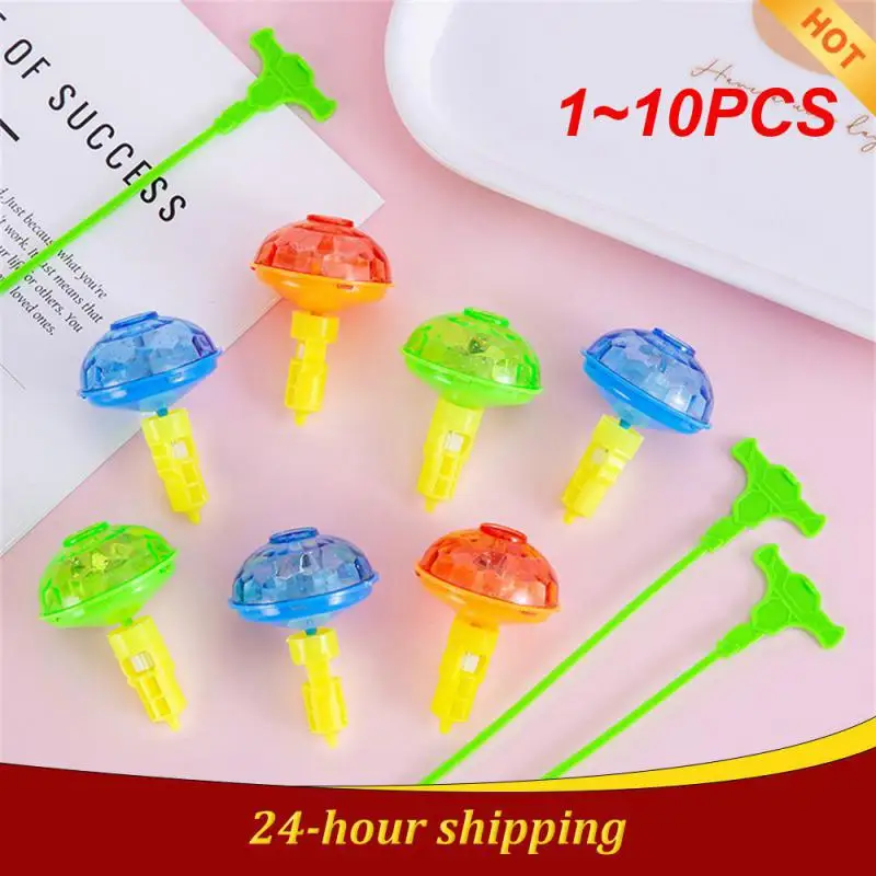 1~10PCS Stacking Station Gyro Rich And Colorful Fun Brilliant Lights Simple Operation Easy To Carry Toys Pull Ruler Top Portable