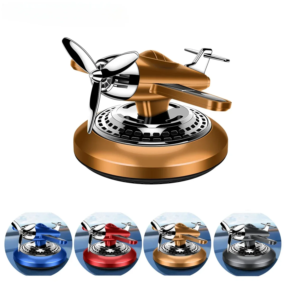 

Car Freshensers Diffuser Fragrance Solar Airplane Automatic Rotation Supplies Wooden Base Perfume Aromatherapy Diffuser Oil
