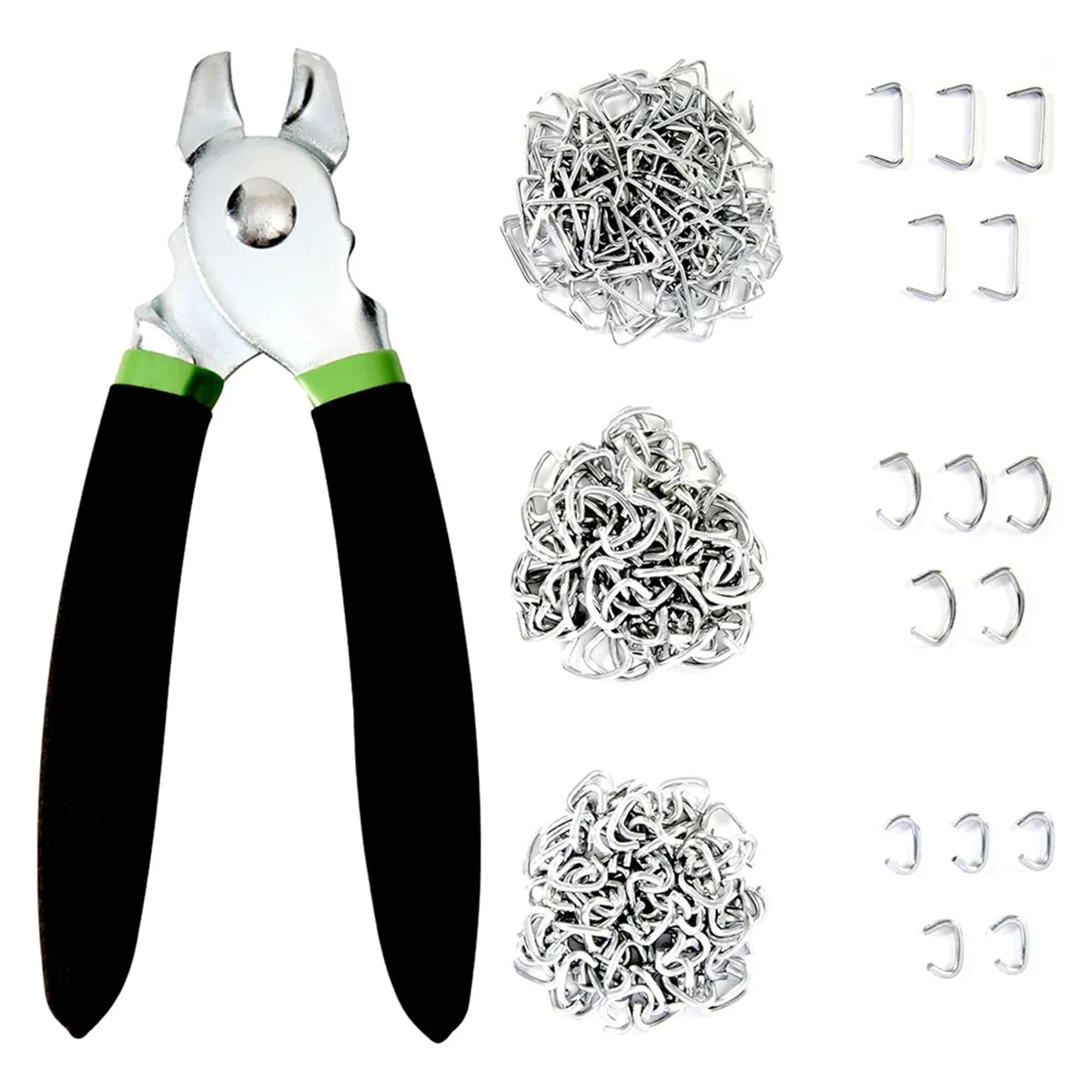 Newest Hog Ring Pliers Kit with 270Pcs 3/4in 1/2in 3/8in Galvanized Steel Hog Rings,Hog Ring Pliers Kit for DIY Craft&Bagging