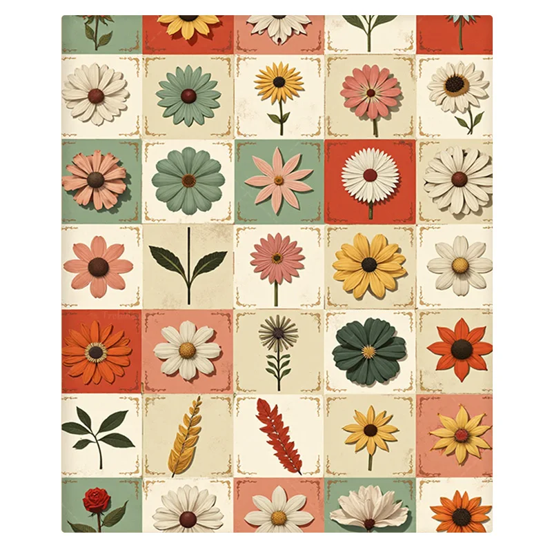 1 قطعة بطانية الفانيلا خمر الأزهار خليط لحاف بطانية لديكور المنزل مريح #2