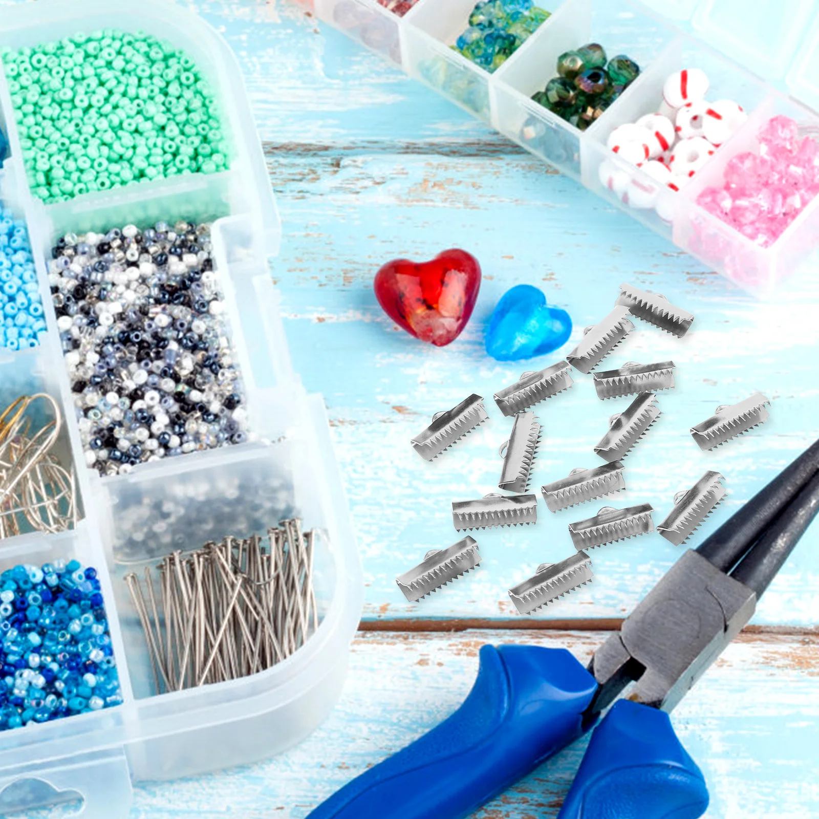 20 قطعة الفولاذ المقاوم للصدأ الحبل نهاية قبعات 20 مللي متر الفضة الشريط المشابك قرصة تجعيد لصنع المجوهرات موصلات قلادة المشبك #1