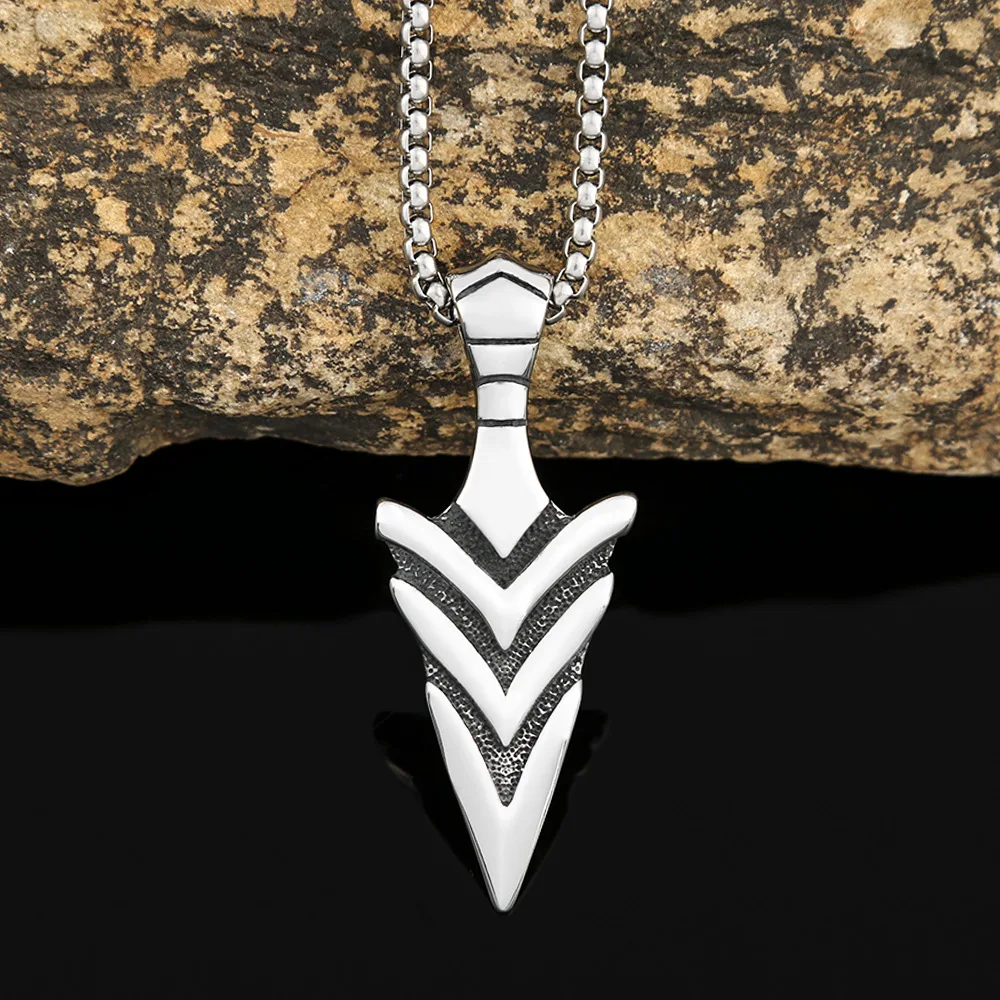 Norse Mythology Odin's Spear Gungnir Necklaces Men Retro Stainless Steel Viking Pendant Scandinavian Amulet Self-defense Jewelry