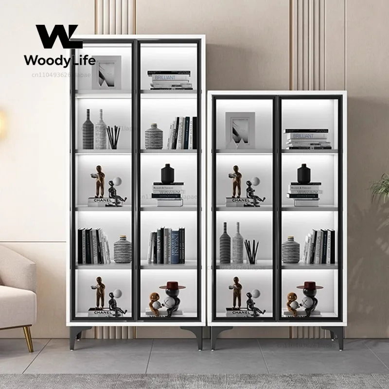 Shelves Nordic Glass Door Bookshelf Storage Shelves Organizers Cabinet Bedroom Bookcase Children's Library Home Furniture - view 4