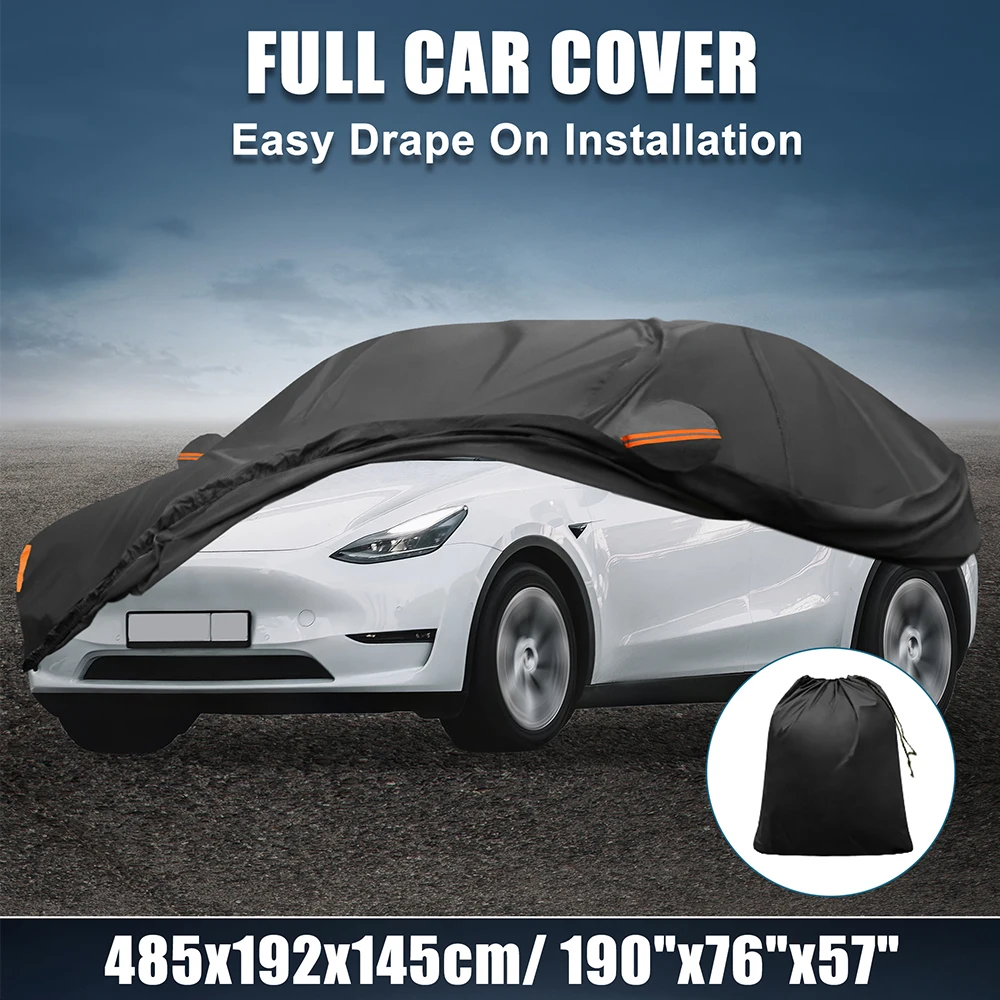 UXCELL Car Cover for Tesla Model Y 2020-2025 210D-PU Outdoor Full Car Cover All Weather Protection with Door Zipper Waterproof