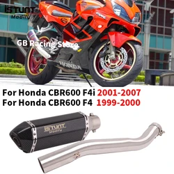 Motorcycle Exhaust Escape Moto Modified Mid Link Pipe Carbon Muffler Slip On For Honda CBR600 F4 1999-2001 CBR600 F4i 2001-2007