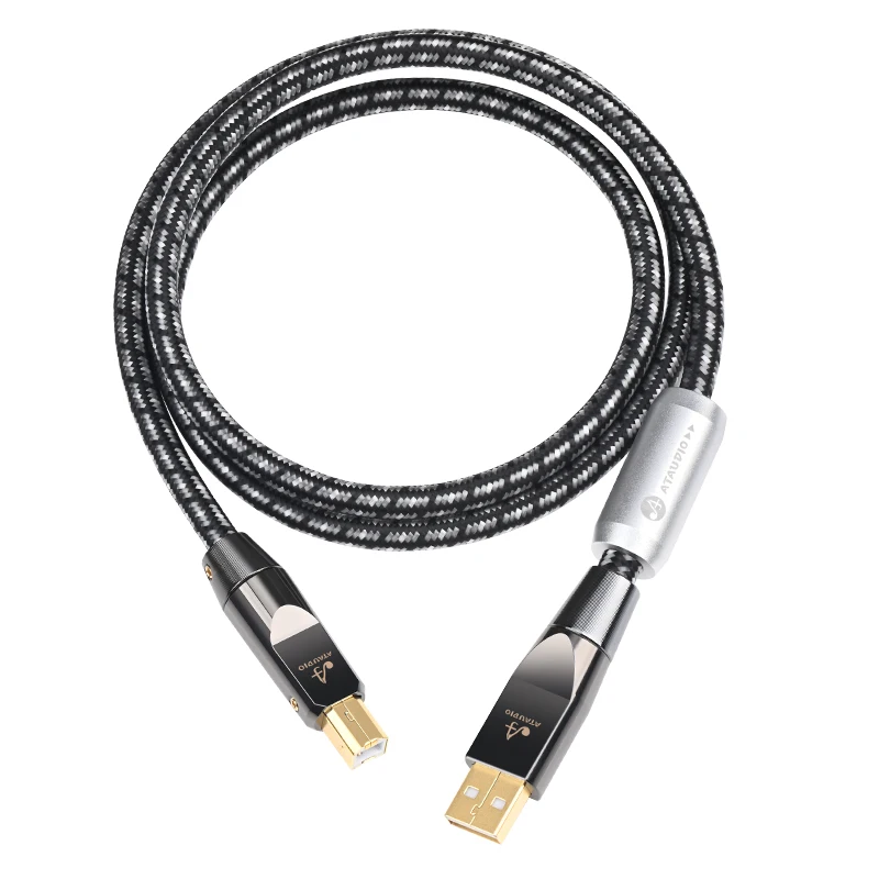 ATAUDIO HiFi USB Cable High Quality 7N OCC USB Type A to Type B OTG Plated Gold Audio Cable for PC DAC Mobile