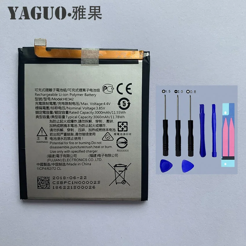 

100% New Original HE342 3000mAh Battery HE 342 For Nokia X6 / 5.1 Plus / 6.1 Plus 2018 TA-1099 X5 TA-1109 + Tool Kits