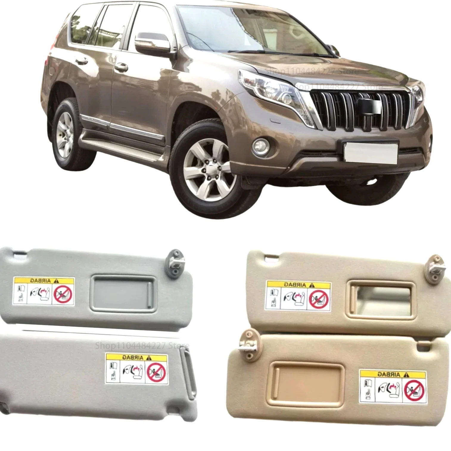 Солнцезащитный козырек для Toyota Land Cruiser Prado KDJ155/KDJ150 2009-2023, совместимый с зеркалом для макияжа 74320-0G030-B0 и 74320-0G0
