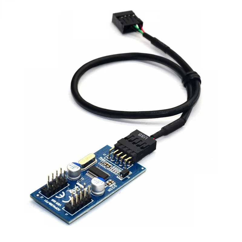 9pin USB Header Male 1 To 2 / 4 Female Extension Cable 9-Pin USB HUB USB 2.0 9 Pin Connector