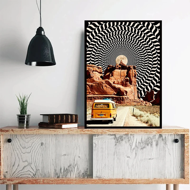 Retro Space Planet Take A Walk Poster Surreal Picture Mash-up Artworks Wall Vintage Canvas Painting Print Living Room Home Decor