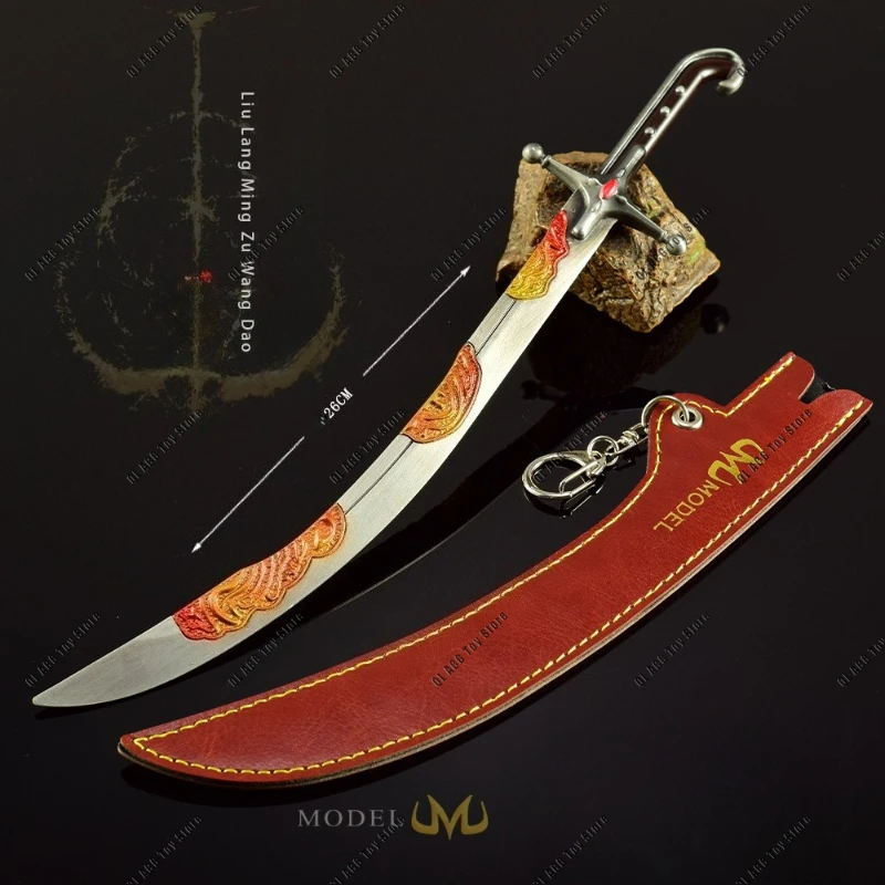 Scimitar-adorno artesanal totalmente de Metal, 26cm, cuchillo errante, modelo periférico de juego, juguete con artesanías exquisitas, regalos de colección Manship