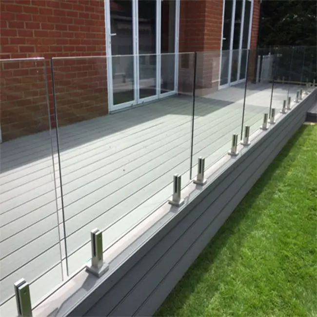 التخصيص رخيصة وعالية الجودة تصاميم درابزين فولاذي بسيط درابزين من الزجاج المقسى درابزين زجاجي بدون إطار #5