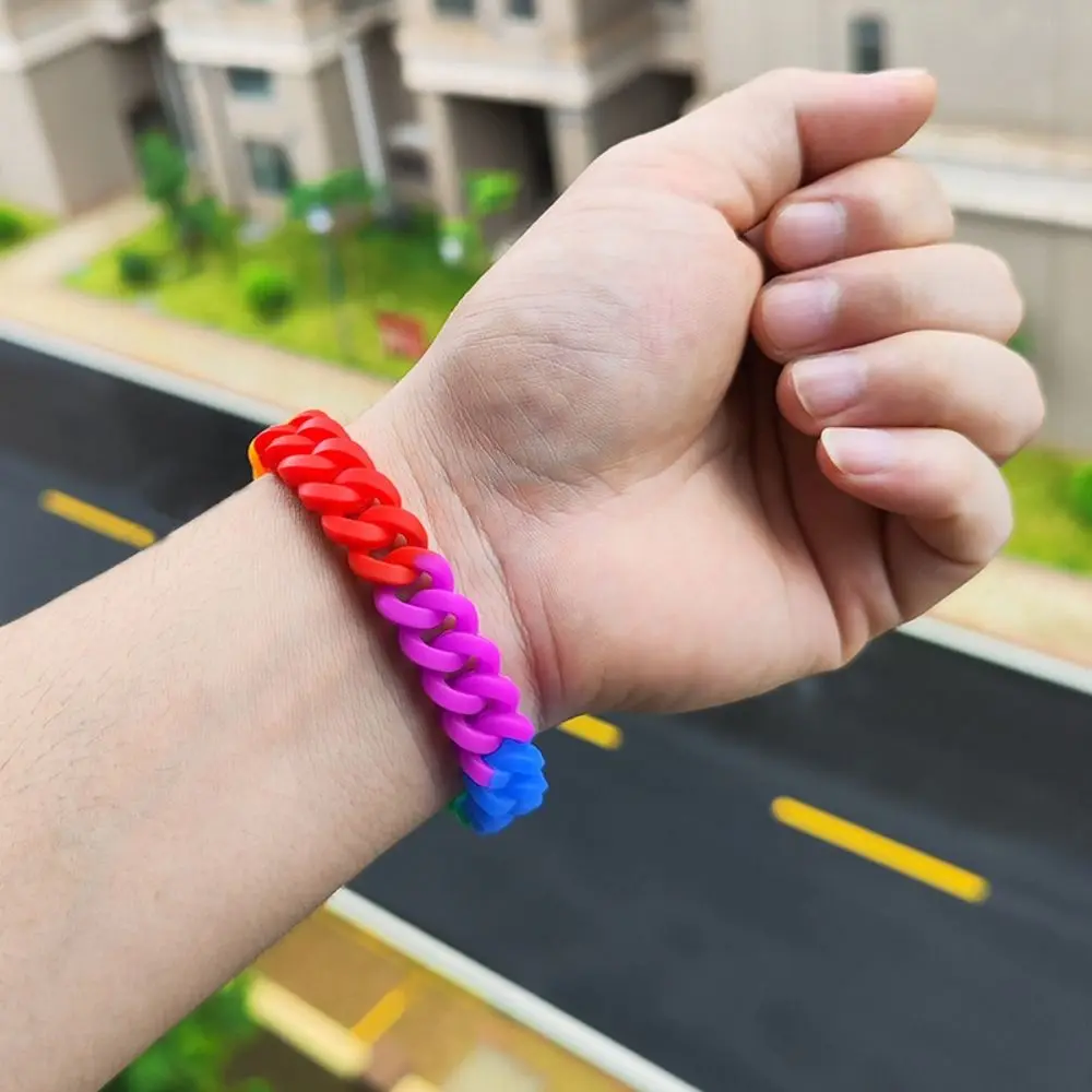 Rainbow Bangle Silicone Hollow Out Wristband Luxury Charm Jewelry Rainbow Wristband Waterproof Korean Hollow Bracelet Men Women