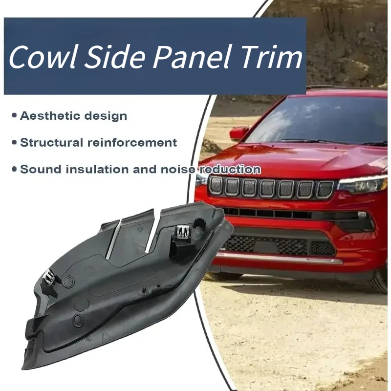 53223828 53223829 Pour Jeep Compass 2017-2023 Garniture latérale de capot, Garniture latérale d'essuie-glace, Cache de charnière de capot moteur – Pièce de remplacement