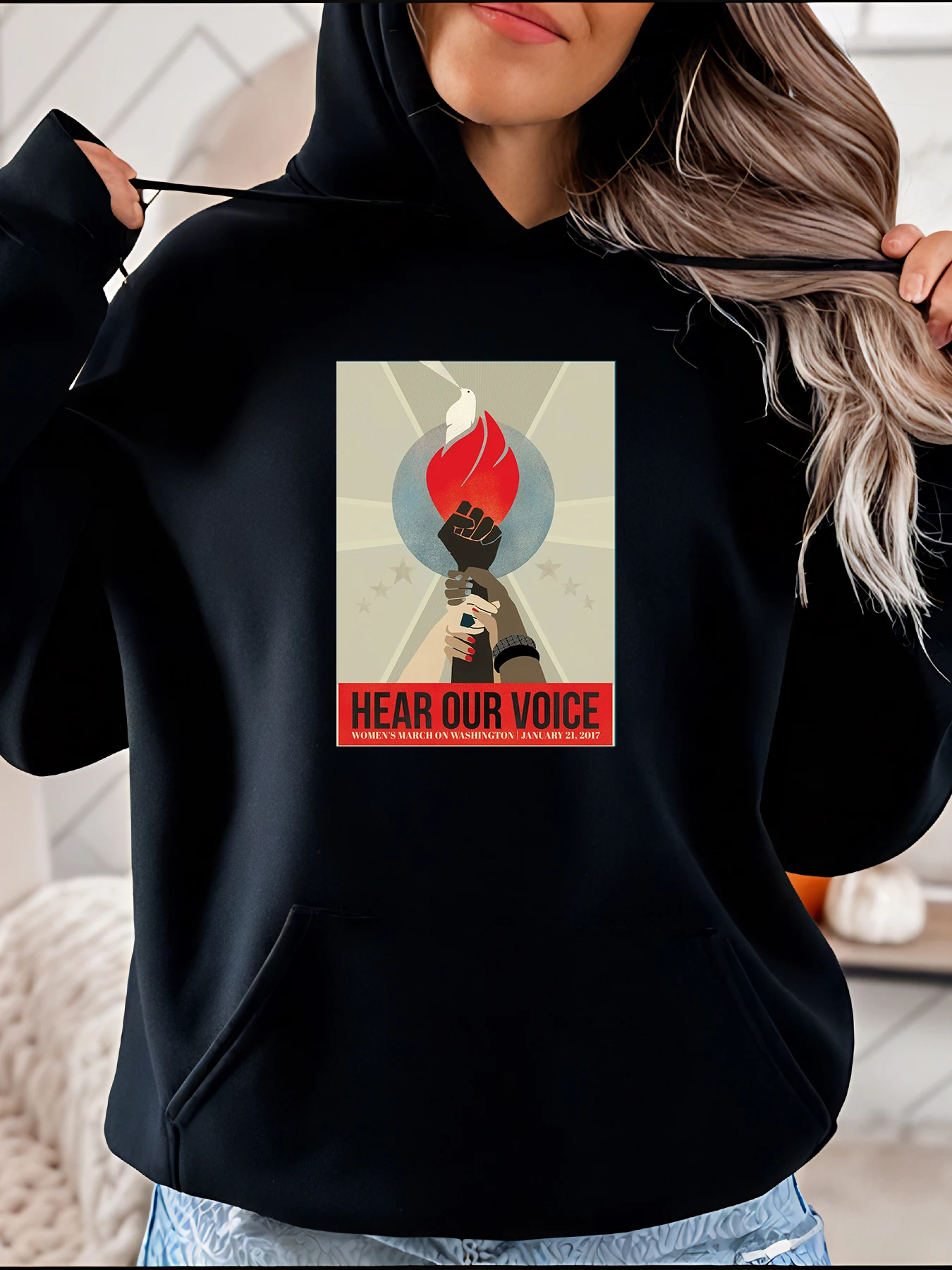 

Женская толстовка с капюшоном March Hear Our Voice Protest, толстовка с рисунком, черная повседневная женская мода 280