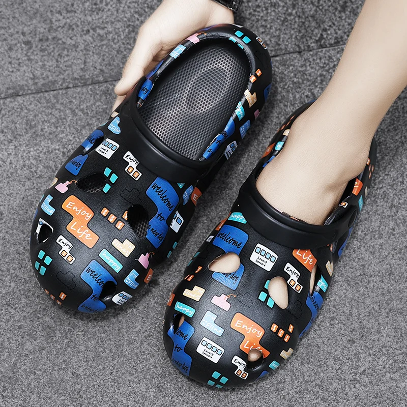 Fashion Printed Couples Beach Sandals Comfortable Lightweight Men's Summer Slippers Outdoor Non-Slip Casual Sandals For Women