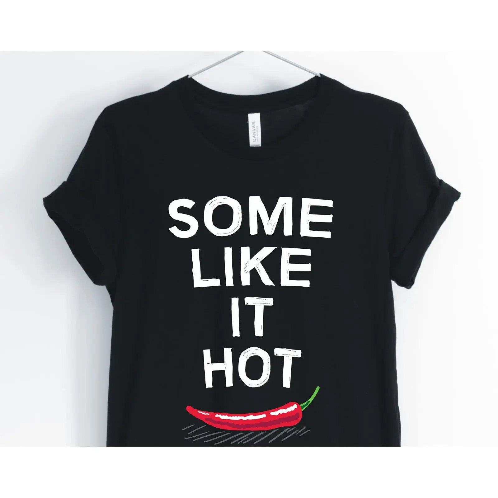 Some Like It Hot Chili T Shirt Spicy Food Lover Women Funny Pepper vintage Washed homme fashion Unisex graphic Comfortable