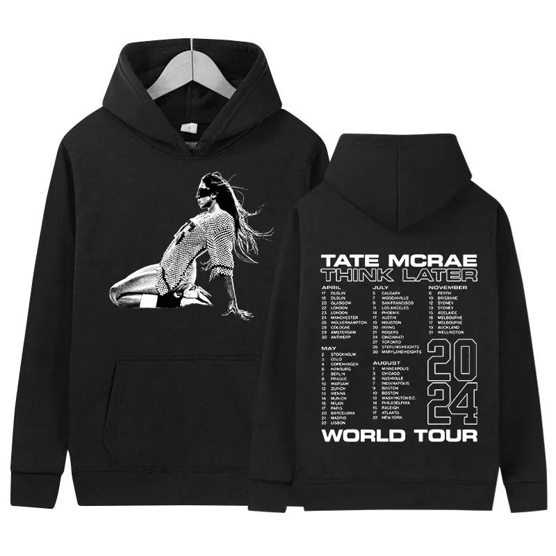 

90s Vintage Tate McRae Tour 2024 New Hoodie Men Women's Casual Fashion Pullover Sweatshirt Hip Hop Oversized Hoodies Streetwear