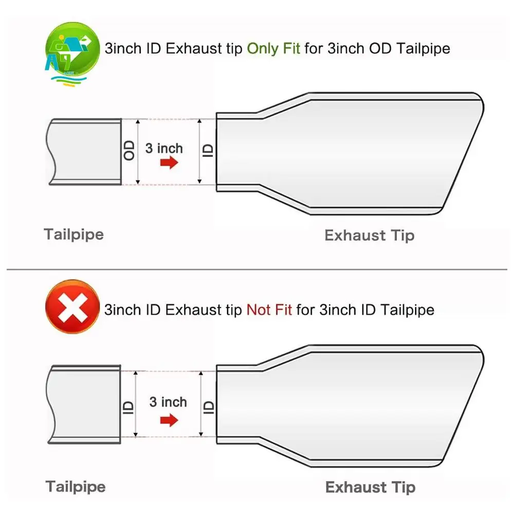 

A09E-3 Inch Black Exhaust Tip, 3 Inch Inside Diameter Exhaust Tailpipe Tip For Truck, 3 X 4 X 12 Inch Bolt/Clamp On Design
