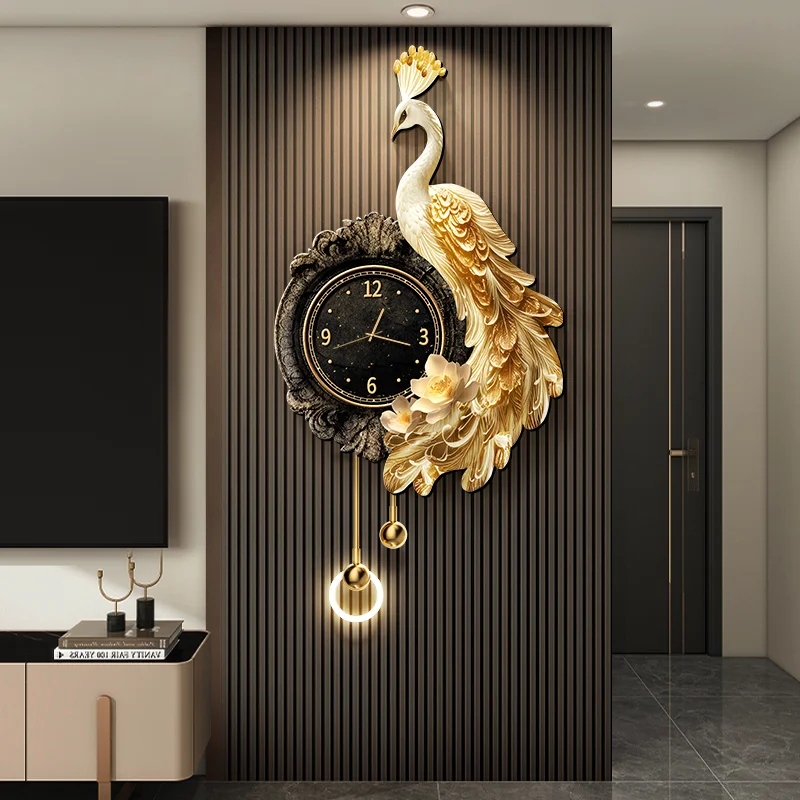 

Peacock Hanging Clock Living Room Clock Mural Digital Wall Clock Watch Modern Art Home Decoration Hanging Painting Wall Watch